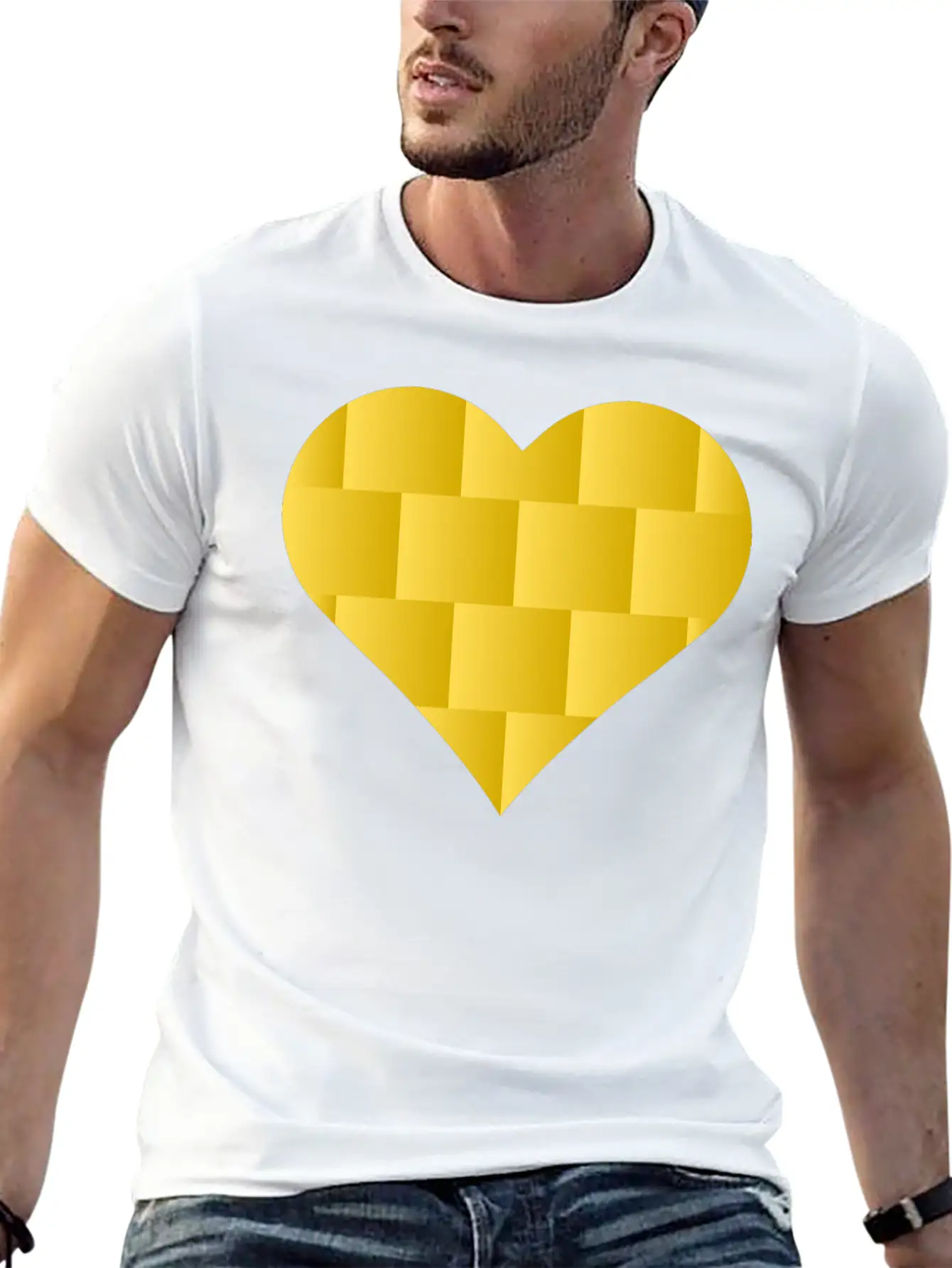 Yellow Cute Heart Icon Basic Graphic T-Shirt ¨C Daily Comfort In Soft Cotton