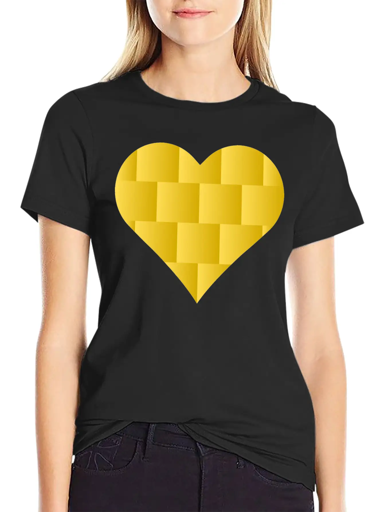 Yellow Cute Heart Icon Basic Graphic T-Shirt ¨C Daily Comfort In Soft Cotton