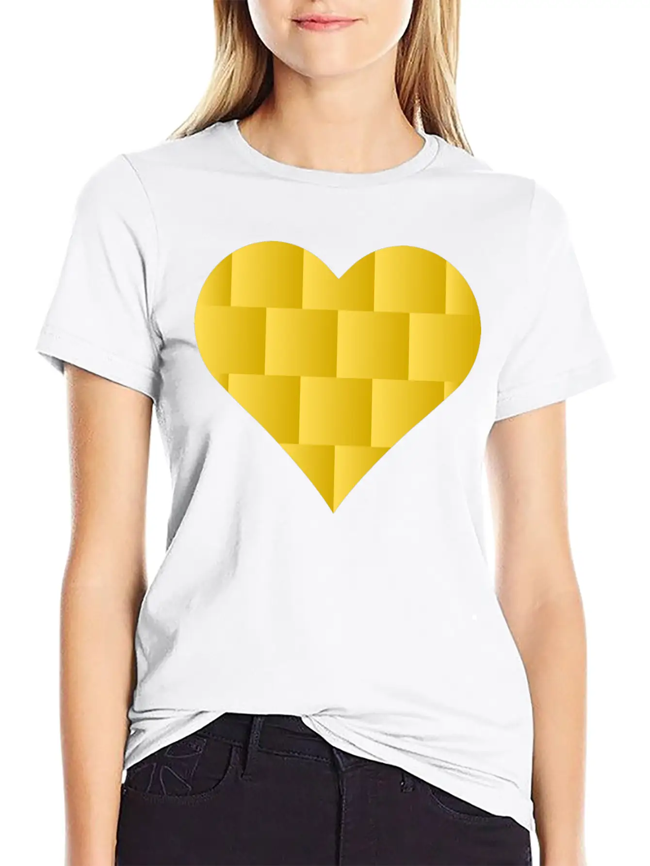 Yellow Cute Heart Icon Basic Graphic T-Shirt ¨C Daily Comfort In Soft Cotton