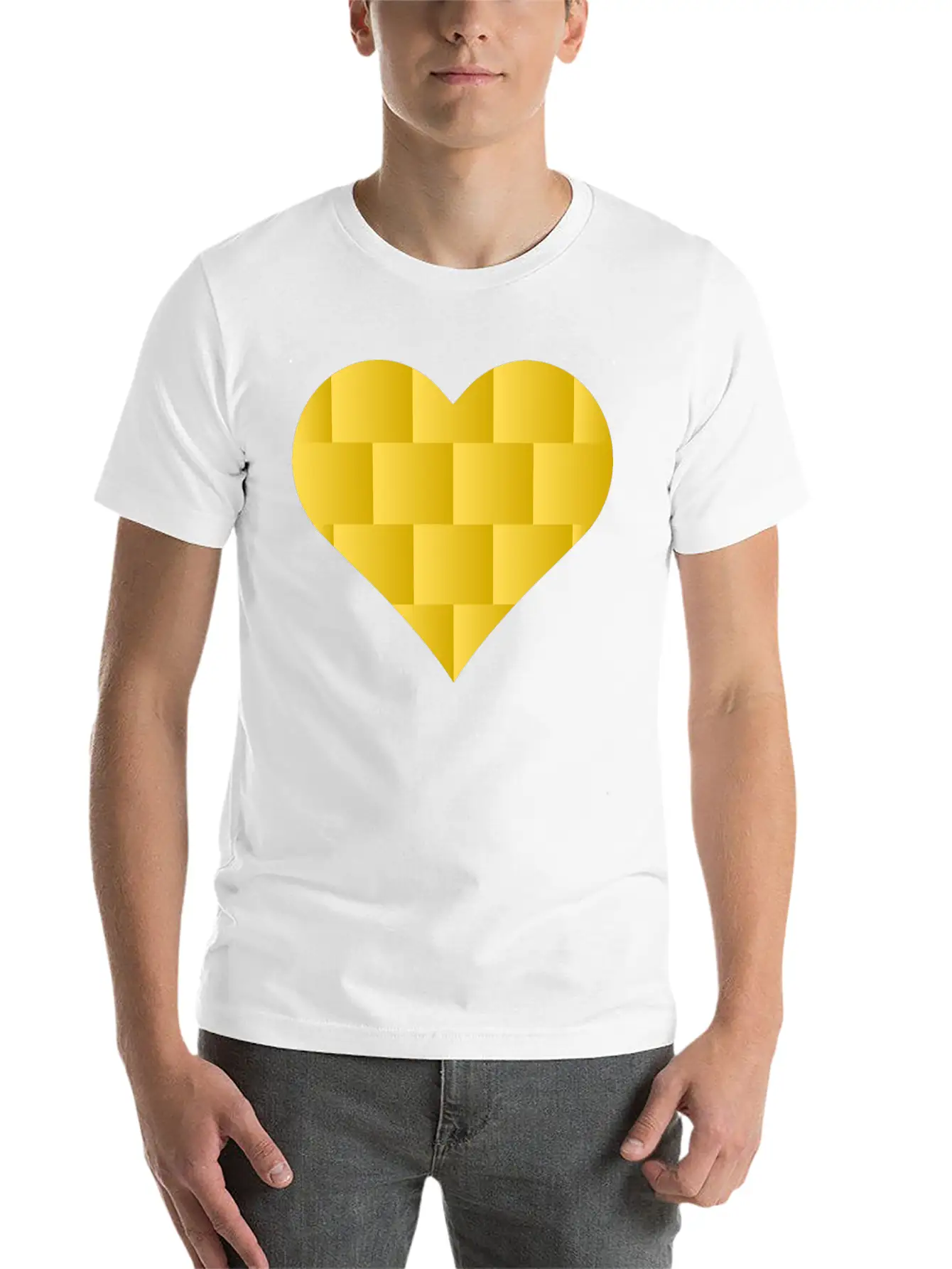 Yellow Cute Heart Icon Basic Graphic T-Shirt ¨C Daily Comfort In Soft Cotton