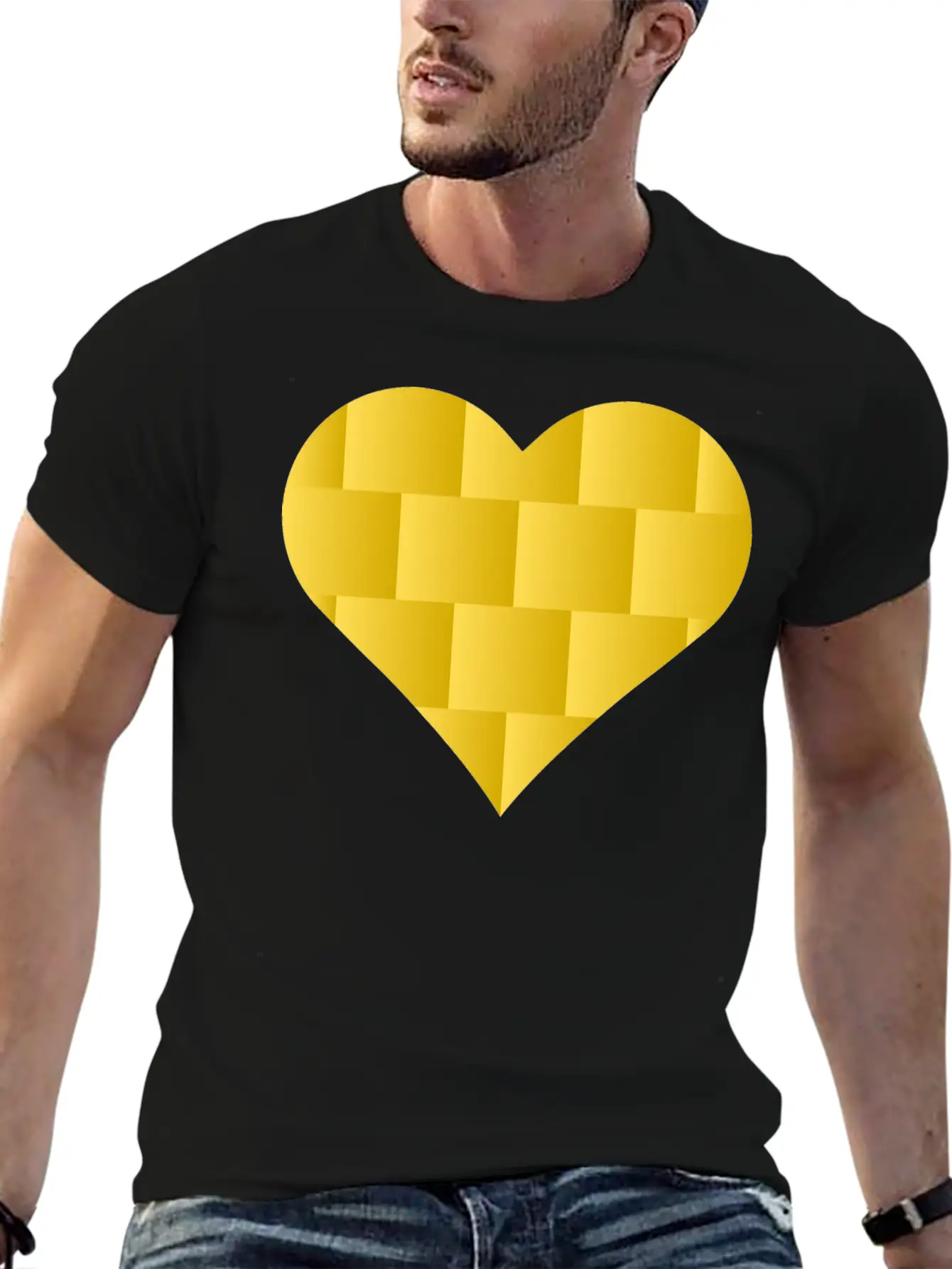 Yellow Cute Heart Icon Basic Graphic T-Shirt ¨C Daily Comfort In Soft Cotton