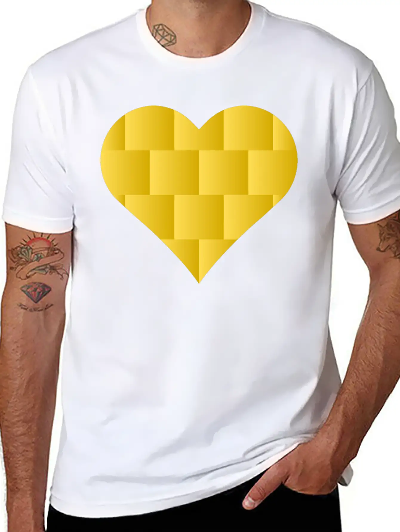 Yellow Cute Heart Icon Basic Graphic T-Shirt ¨C Daily Comfort In Soft Cotton