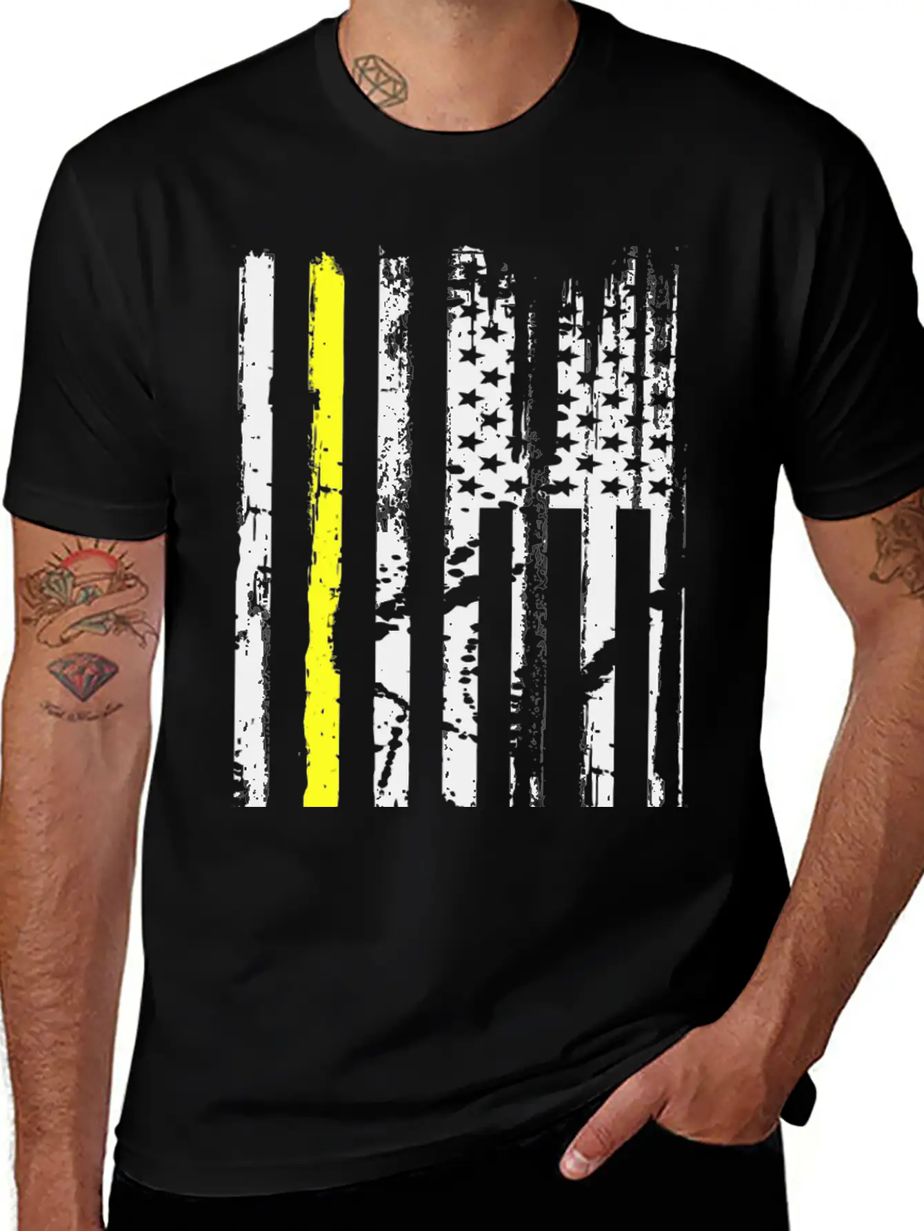 Yellow Line Towing American Flag Tow Truck Driver Basic Graphic T-Shirt ¨C Daily Comfort In Soft Cotton