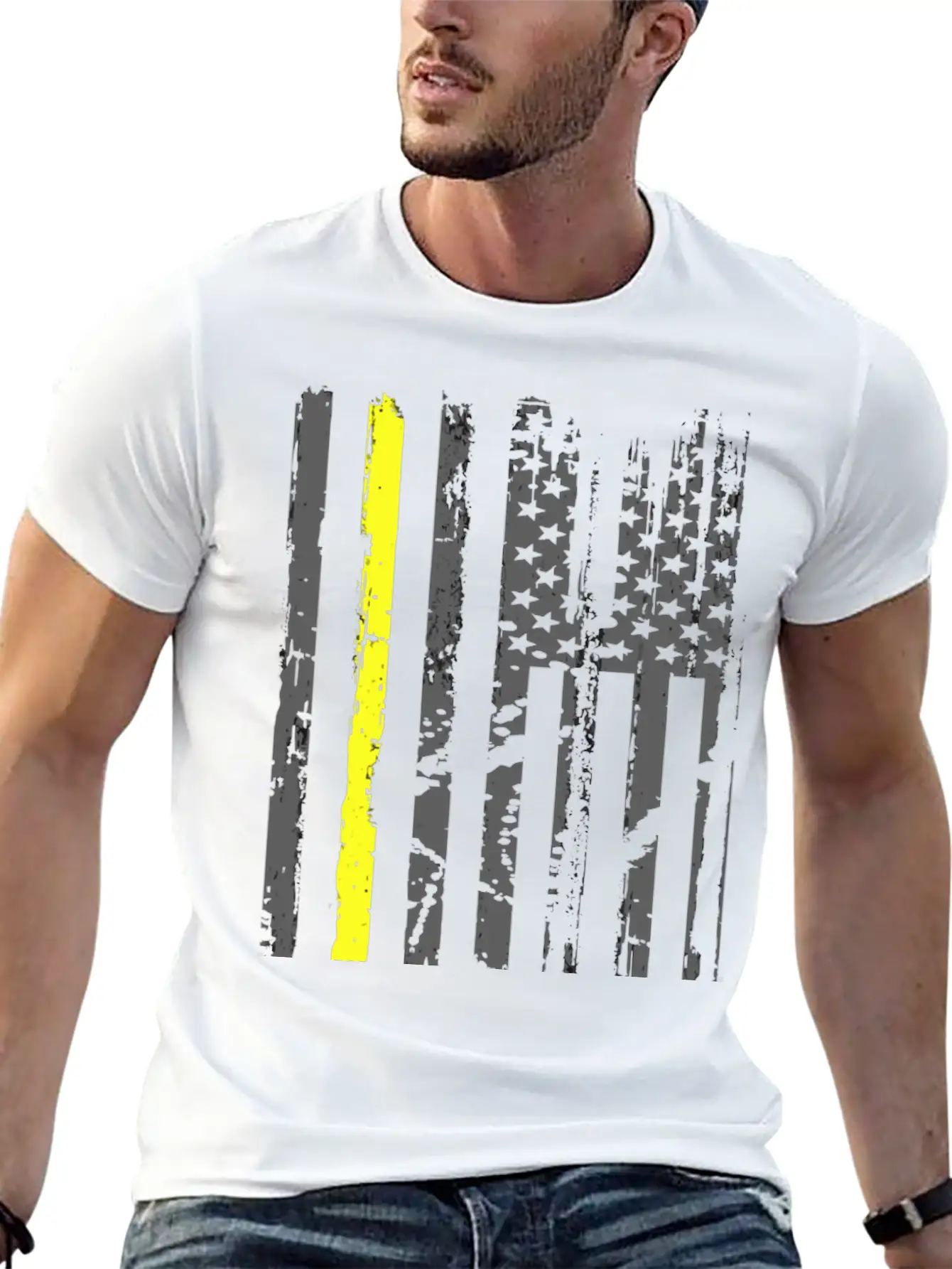 Yellow Line Towing American Flag Tow Truck Driver Basic Graphic T-Shirt ¨C Daily Comfort In Soft Cotton