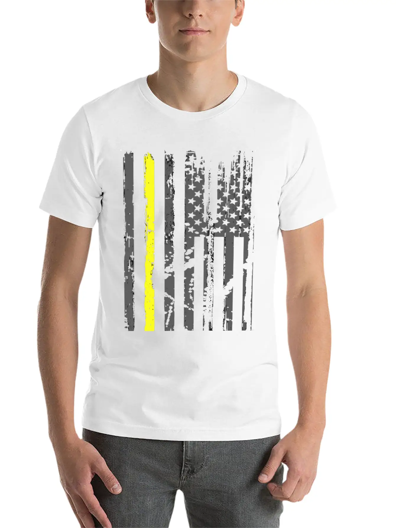 Yellow Line Towing American Flag Tow Truck Driver Basic Graphic T-Shirt ¨C Daily Comfort In Soft Cotton