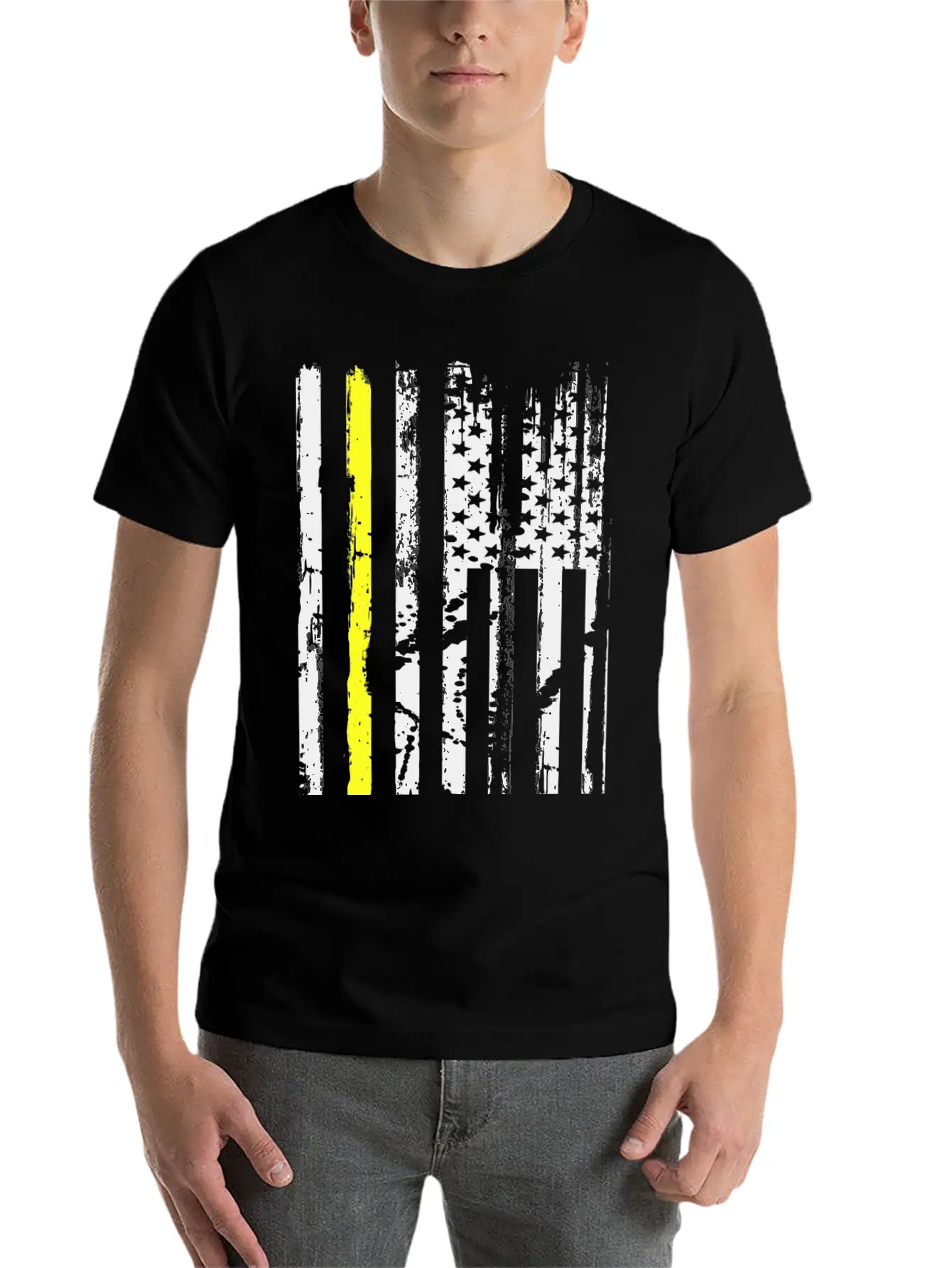 Yellow Line Towing American Flag Tow Truck Driver Basic Graphic T-Shirt ¨C Daily Comfort In Soft Cotton