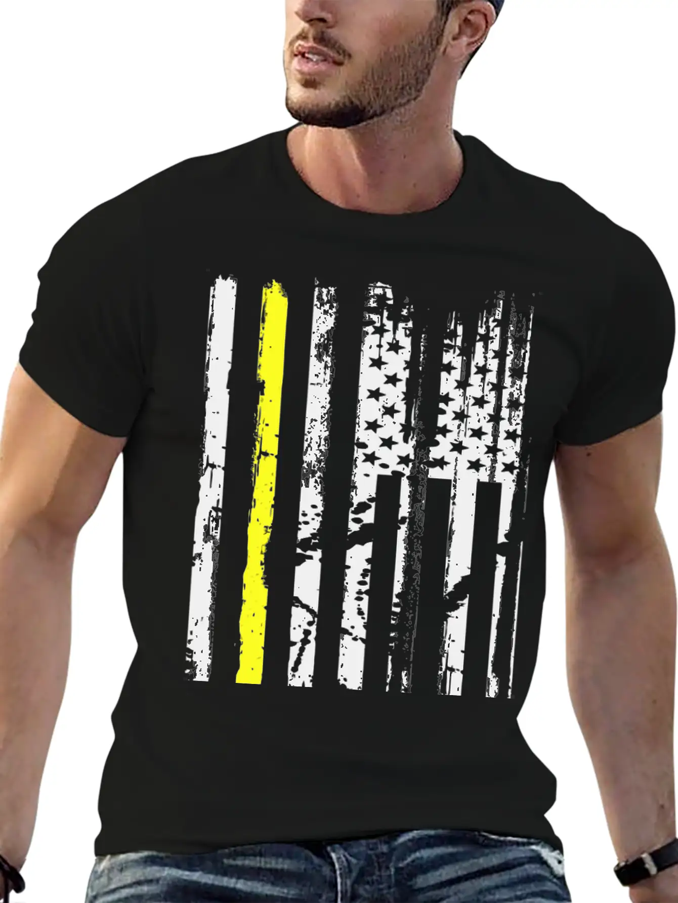 Yellow Line Towing American Flag Tow Truck Driver Basic Graphic T-Shirt ¨C Daily Comfort In Soft Cotton