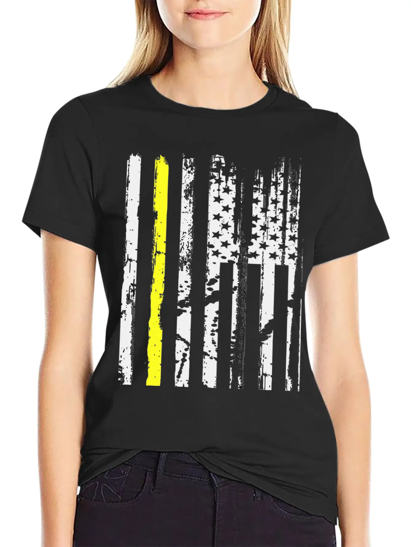 Yellow Line Towing American Flag Tow Truck Driver Basic Graphic T-Shirt ¨C Daily Comfort In Soft Cotton