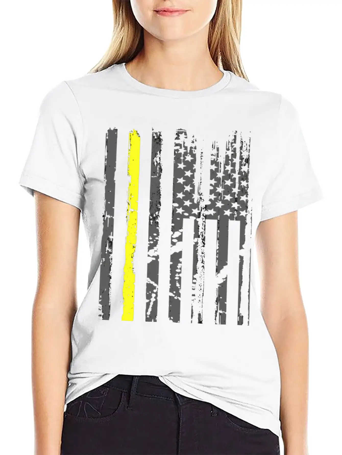 Yellow Line Towing American Flag Tow Truck Driver Basic Graphic T-Shirt ¨C Daily Comfort In Soft Cotton
