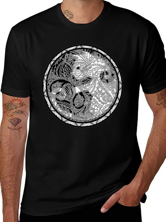 Yin Yang Cats Paisley Print T Shirt Essential Cotton Tee For Daily Outfits ¨C Unisex Style