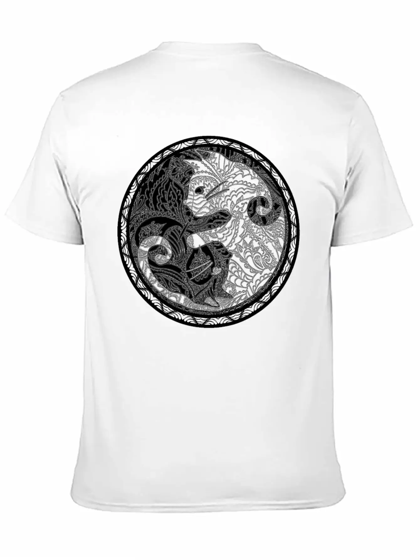Yin Yang Cats Paisley Print T Shirt Essential Cotton Tee For Daily Outfits ¨C Unisex Style