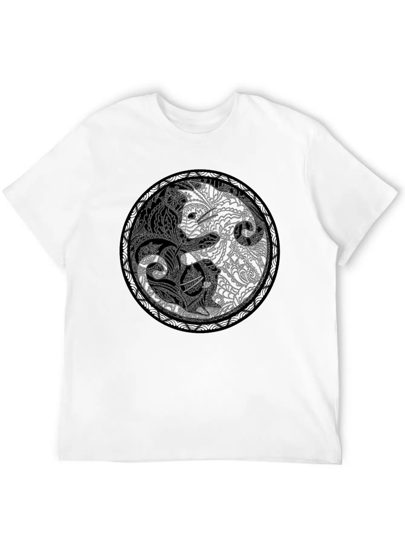 Yin Yang Cats Paisley Print T Shirt Essential Cotton Tee For Daily Outfits ¨C Unisex Style