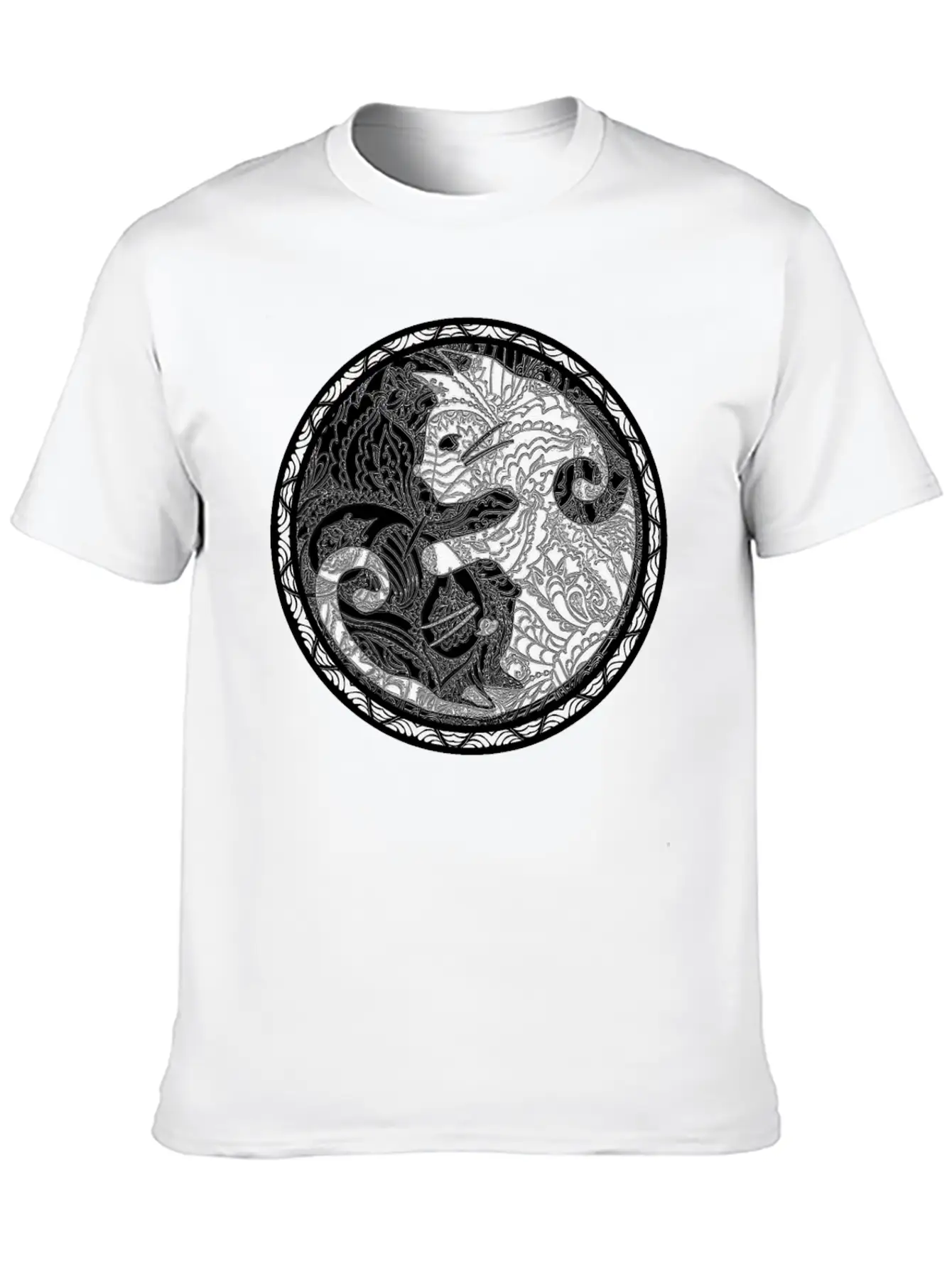 Yin Yang Cats Paisley Print T Shirt Essential Cotton Tee For Daily Outfits ¨C Unisex Style