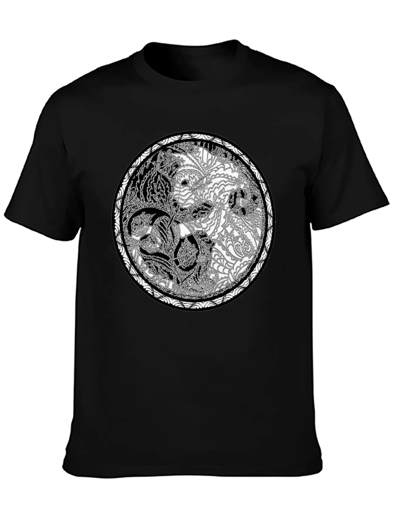 Yin Yang Cats Paisley Print T Shirt Essential Cotton Tee For Daily Outfits ¨C Unisex Style