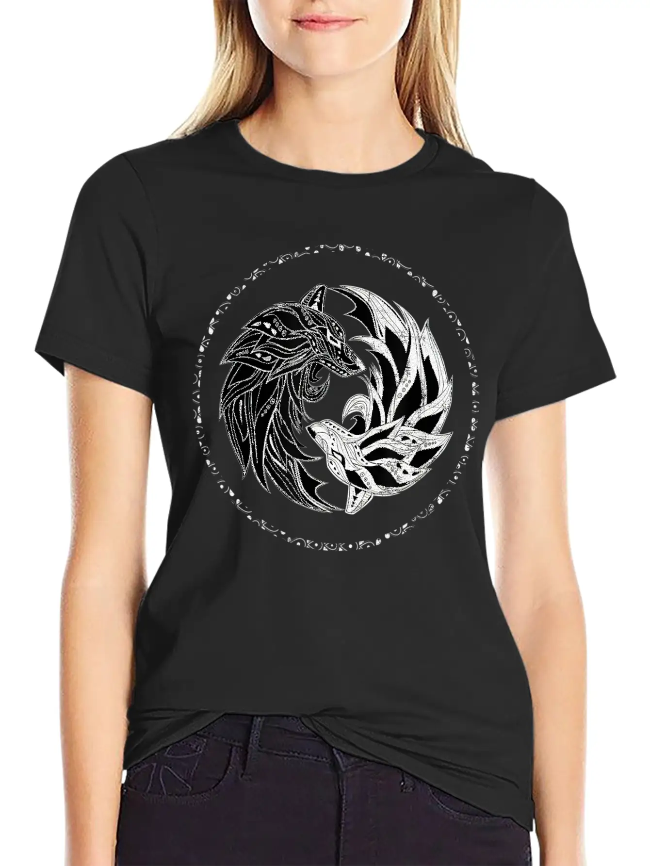 Yin Yang Wolves Wolf Yinyang Tai Chi Qi Gong Soft Cotton Short Sleeve Tee ¨C Unisex Wardrobe Staple