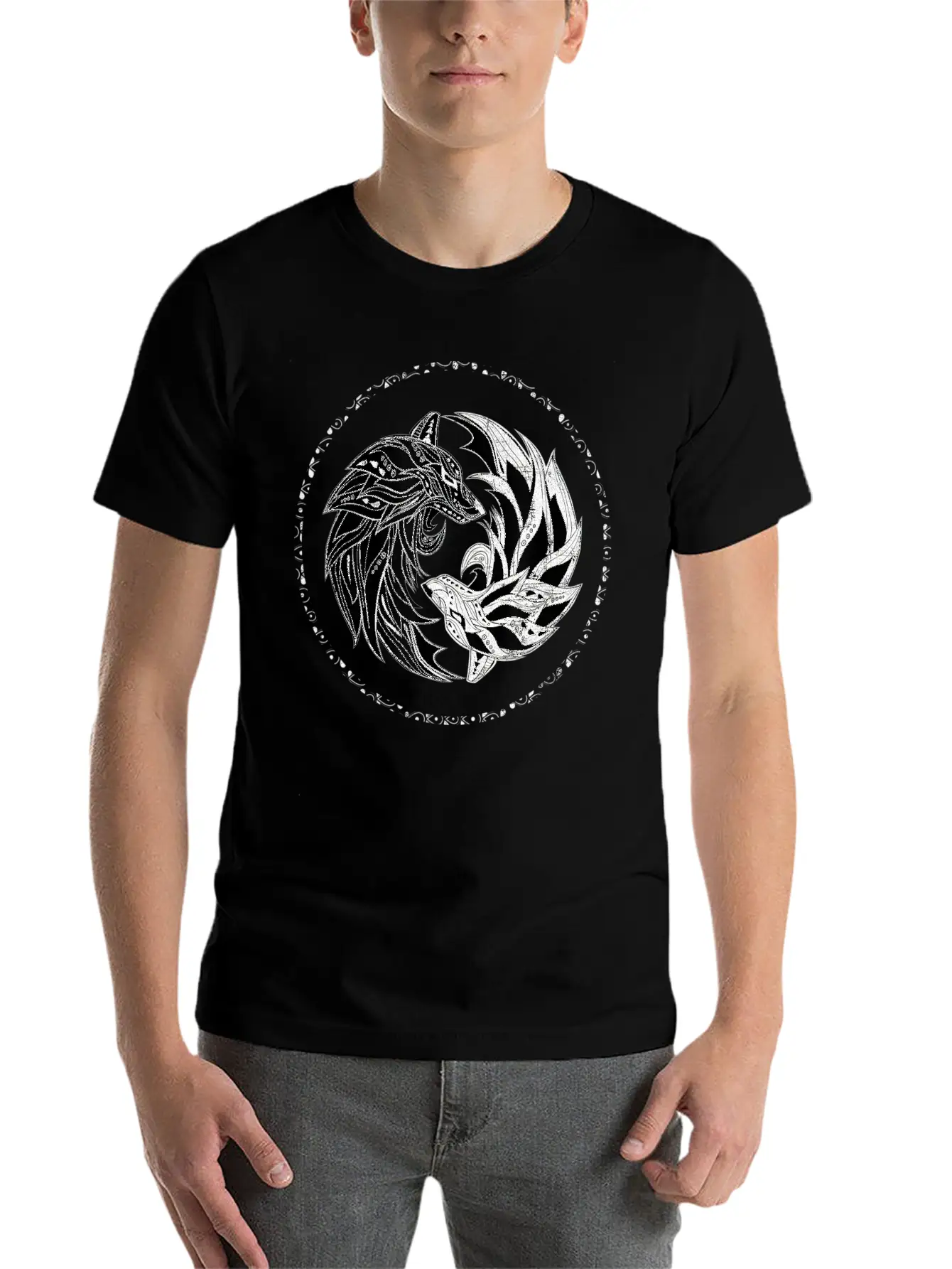 Yin Yang Wolves Wolf Yinyang Tai Chi Qi Gong Soft Cotton Short Sleeve Tee ¨C Unisex Wardrobe Staple