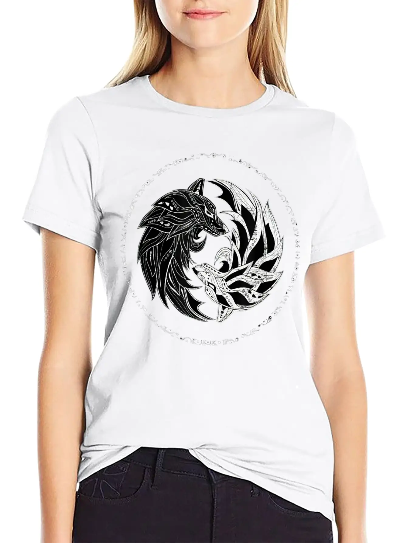 Yin Yang Wolves Wolf Yinyang Tai Chi Qi Gong Soft Cotton Short Sleeve Tee ¨C Unisex Wardrobe Staple