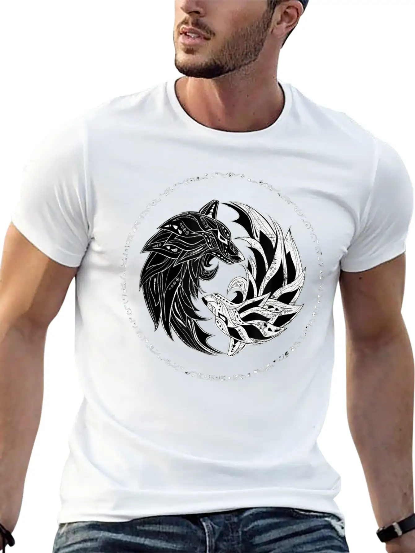 Yin Yang Wolves Wolf Yinyang Tai Chi Qi Gong Soft Cotton Short Sleeve Tee ¨C Unisex Wardrobe Staple