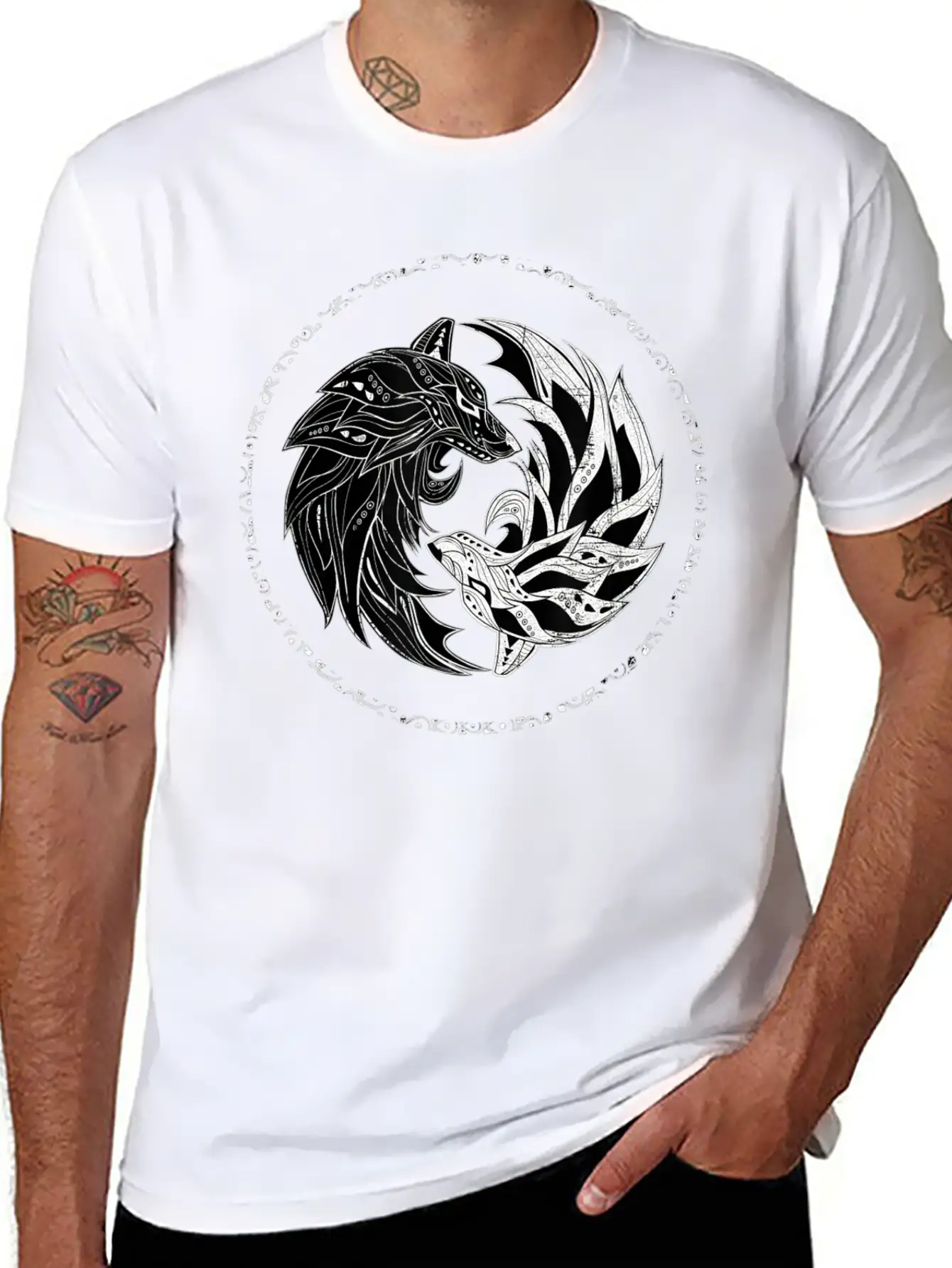 Yin Yang Wolves Wolf Yinyang Tai Chi Qi Gong Soft Cotton Short Sleeve Tee ¨C Unisex Wardrobe Staple