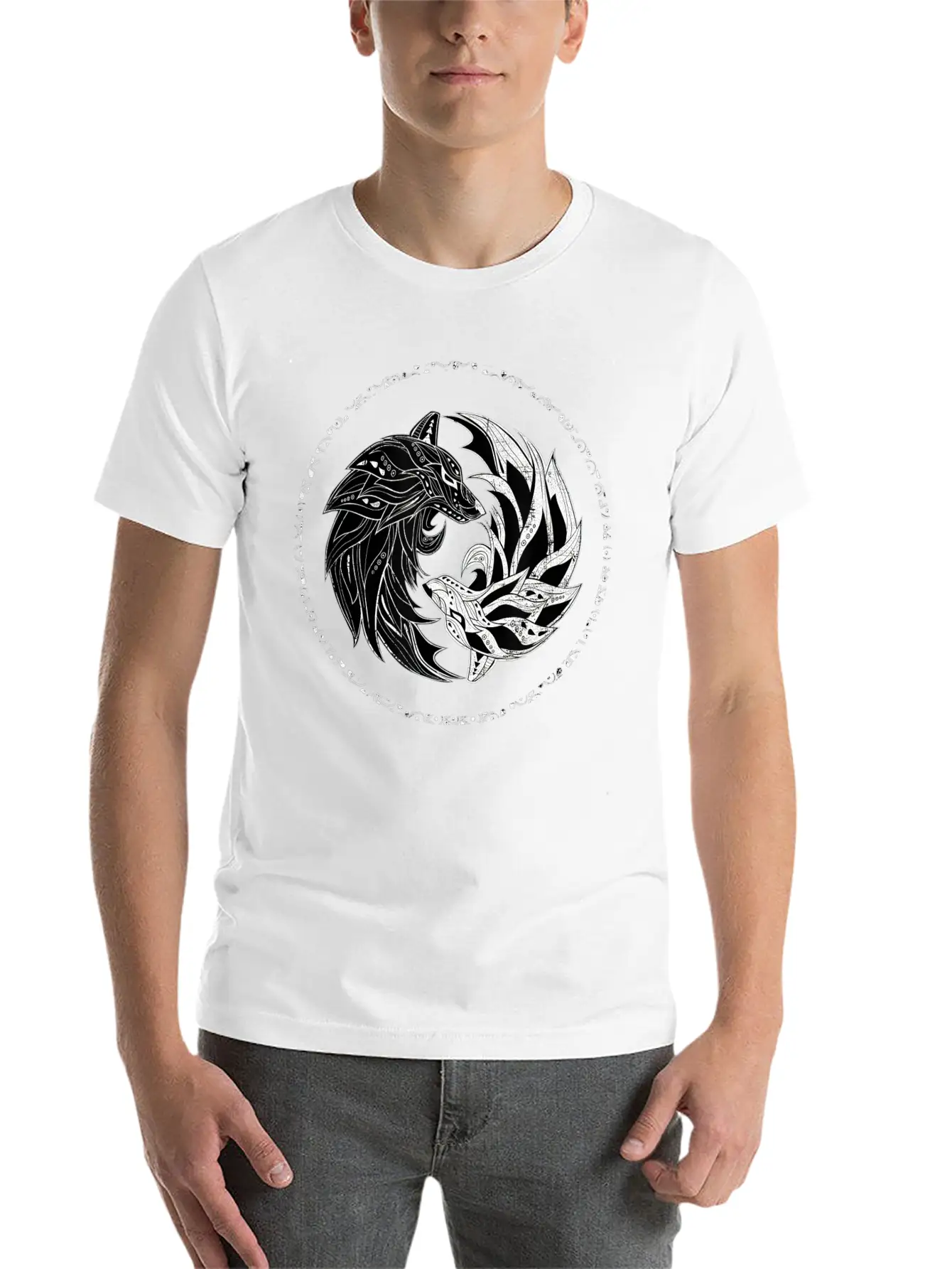 Yin Yang Wolves Wolf Yinyang Tai Chi Qi Gong Soft Cotton Short Sleeve Tee ¨C Unisex Wardrobe Staple
