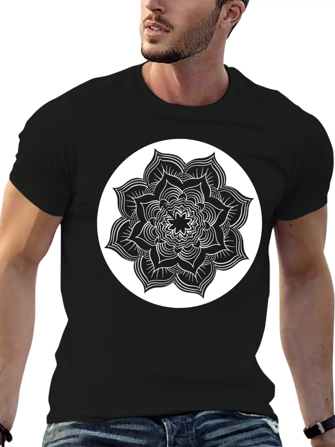 Yoga Lotus Flower Mandala Unisex Casual T-Shirt ¨C Clean Design For Daily Comfort