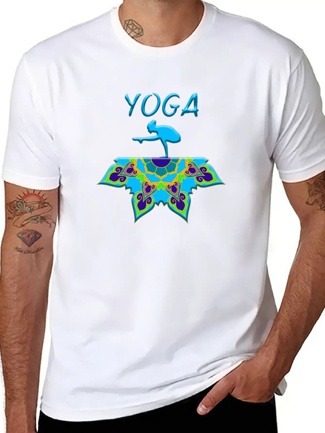 Yoga Woman Mandala Basic Graphic T-Shirt ¨C Daily Comfort In Soft Cotton