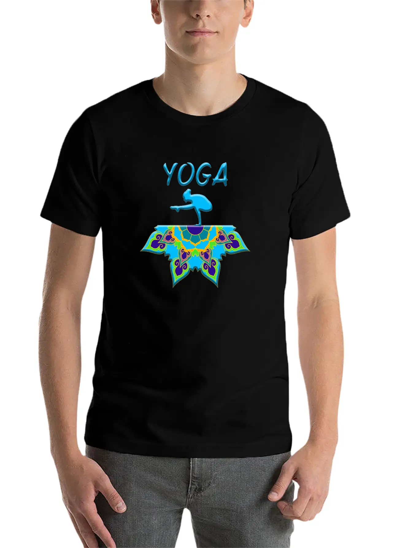 Yoga Woman Mandala Basic Graphic T-Shirt ¨C Daily Comfort In Soft Cotton