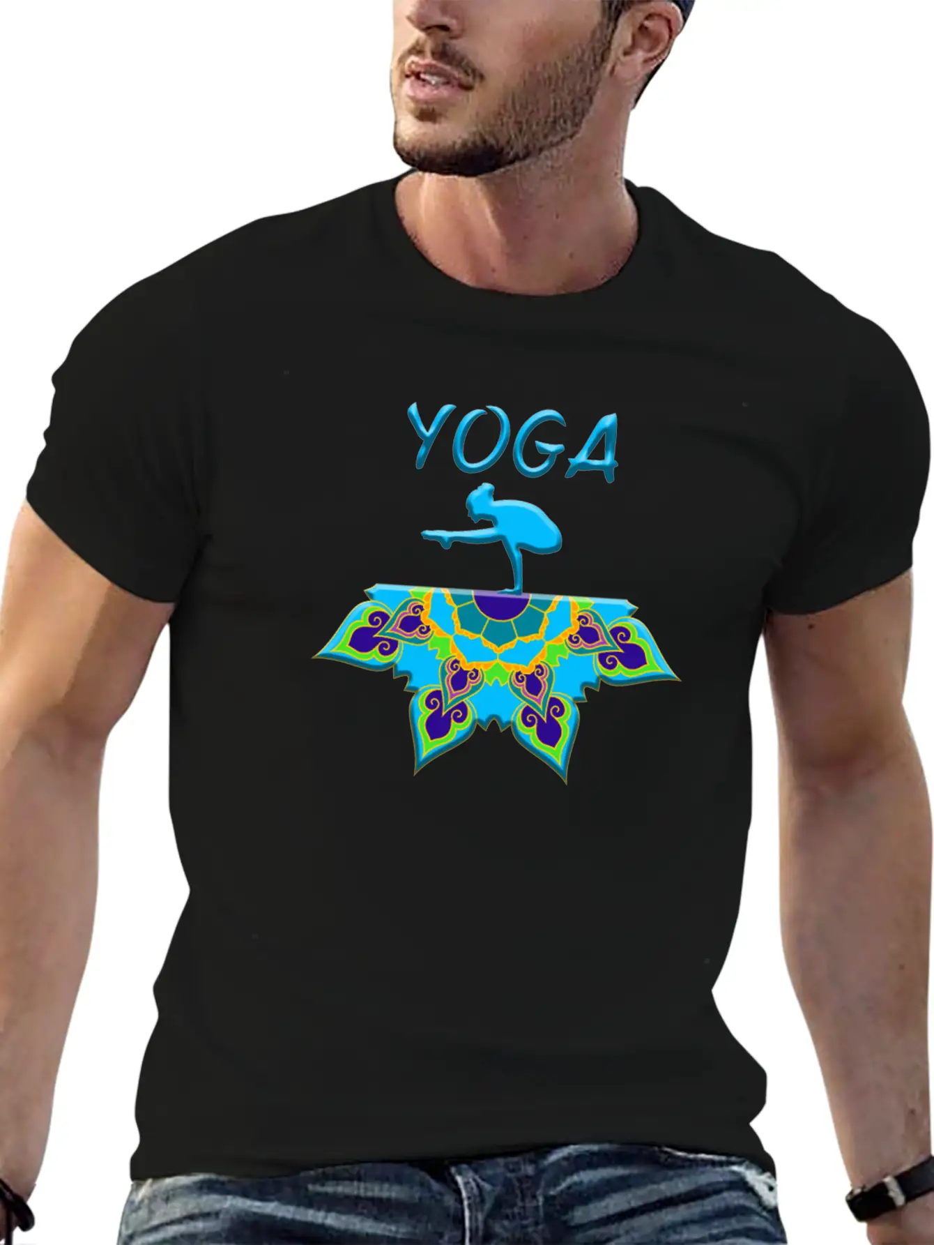 Yoga Woman Mandala Basic Graphic T-Shirt ¨C Daily Comfort In Soft Cotton