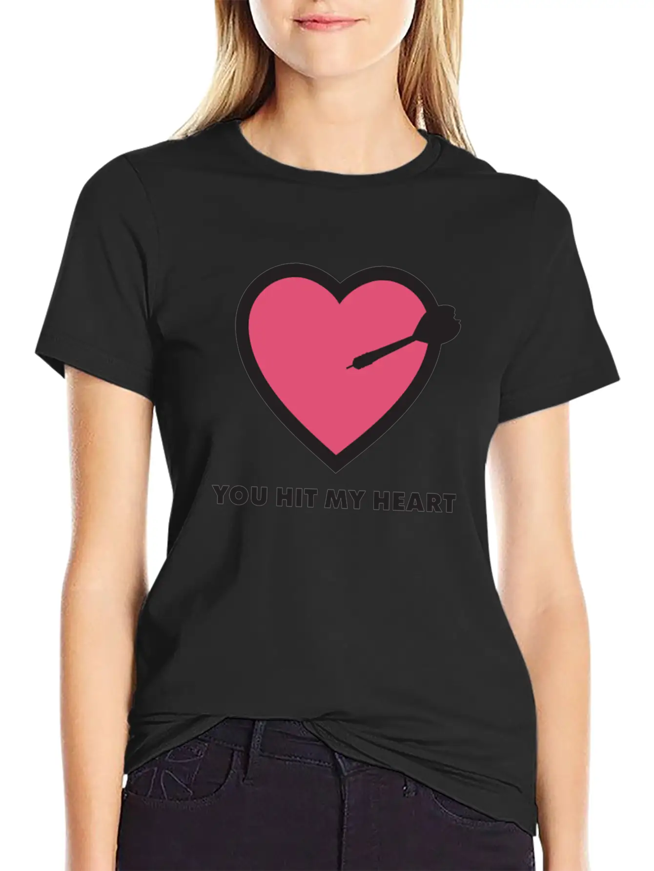 You Hit My Heart Basic Graphic T-Shirt ¨C Daily Comfort In Soft Cotton