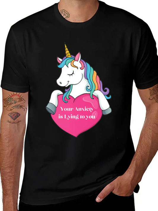 Your Anxiety Is Lying To You- Unicorn And He Essential Cotton Tee For Daily Outfits ¨C Unisex Style