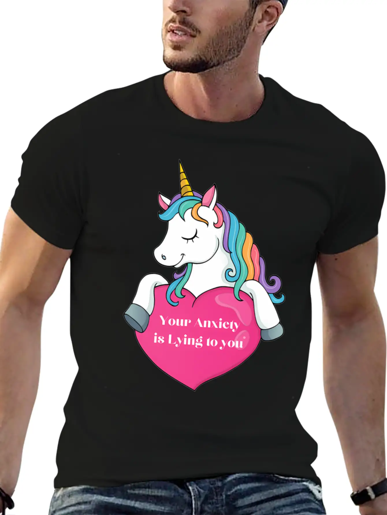 Your Anxiety Is Lying To You- Unicorn And He Essential Cotton Tee For Daily Outfits ¨C Unisex Style