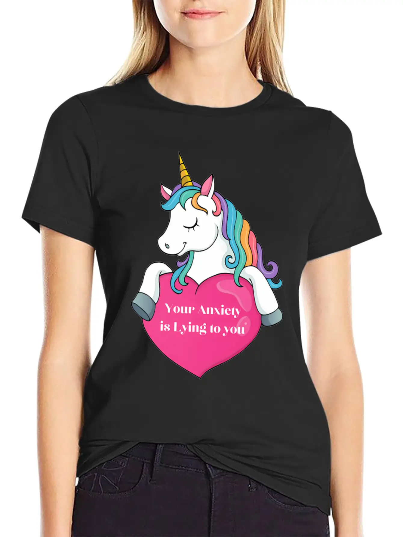 Your Anxiety Is Lying To You- Unicorn And He Essential Cotton Tee For Daily Outfits ¨C Unisex Style