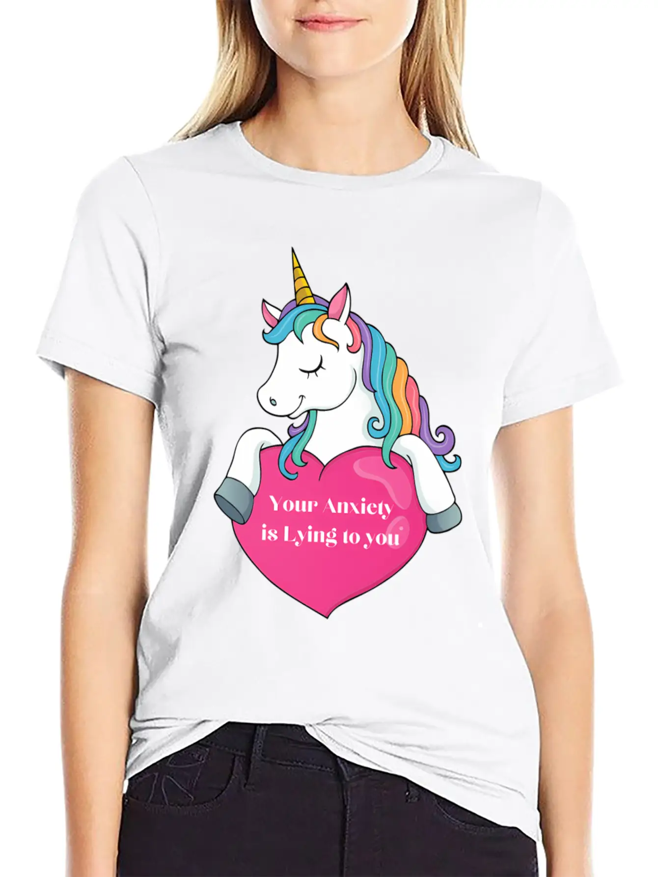 Your Anxiety Is Lying To You- Unicorn And He Essential Cotton Tee For Daily Outfits ¨C Unisex Style