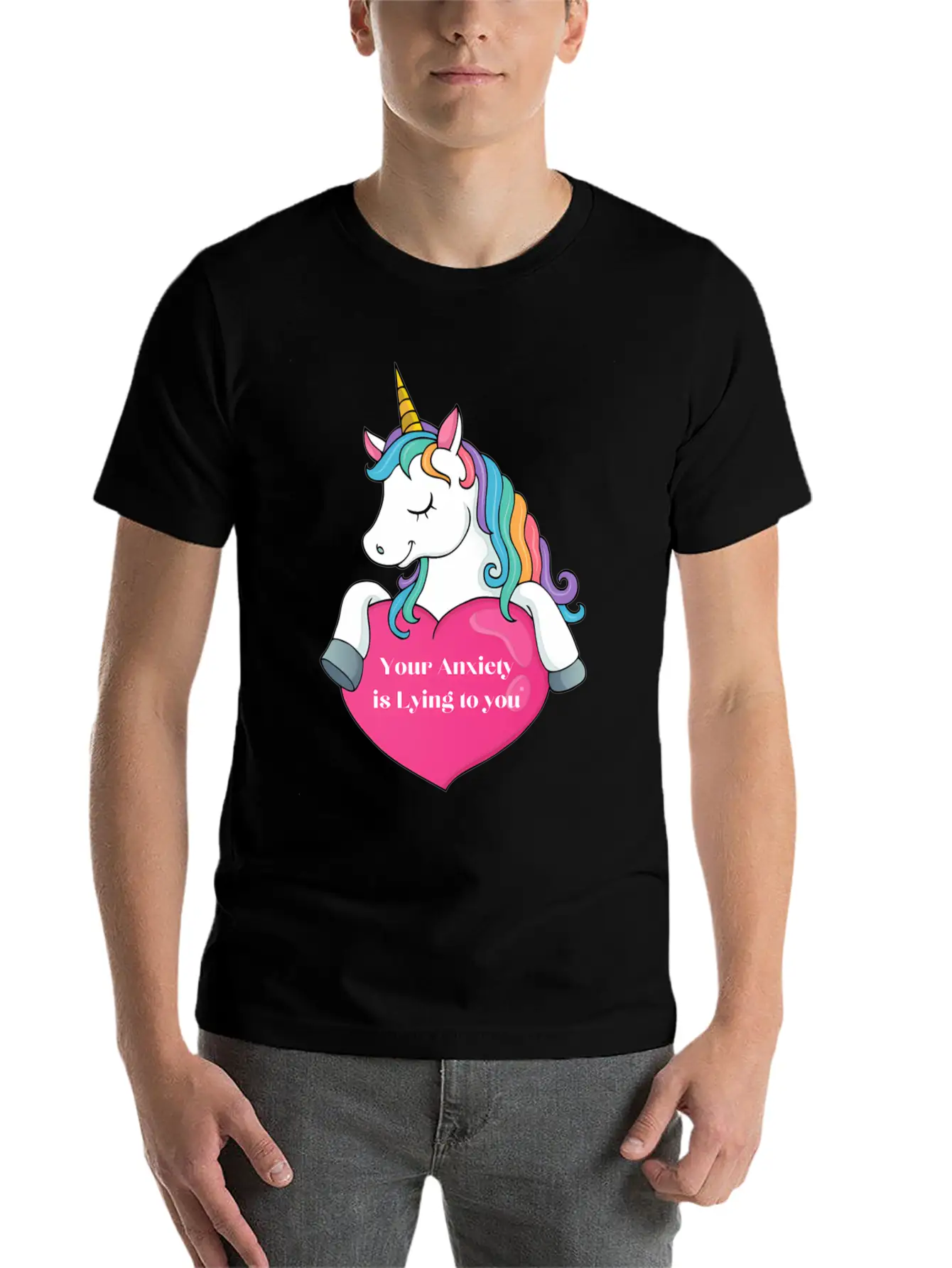 Your Anxiety Is Lying To You- Unicorn And He Essential Cotton Tee For Daily Outfits ¨C Unisex Style