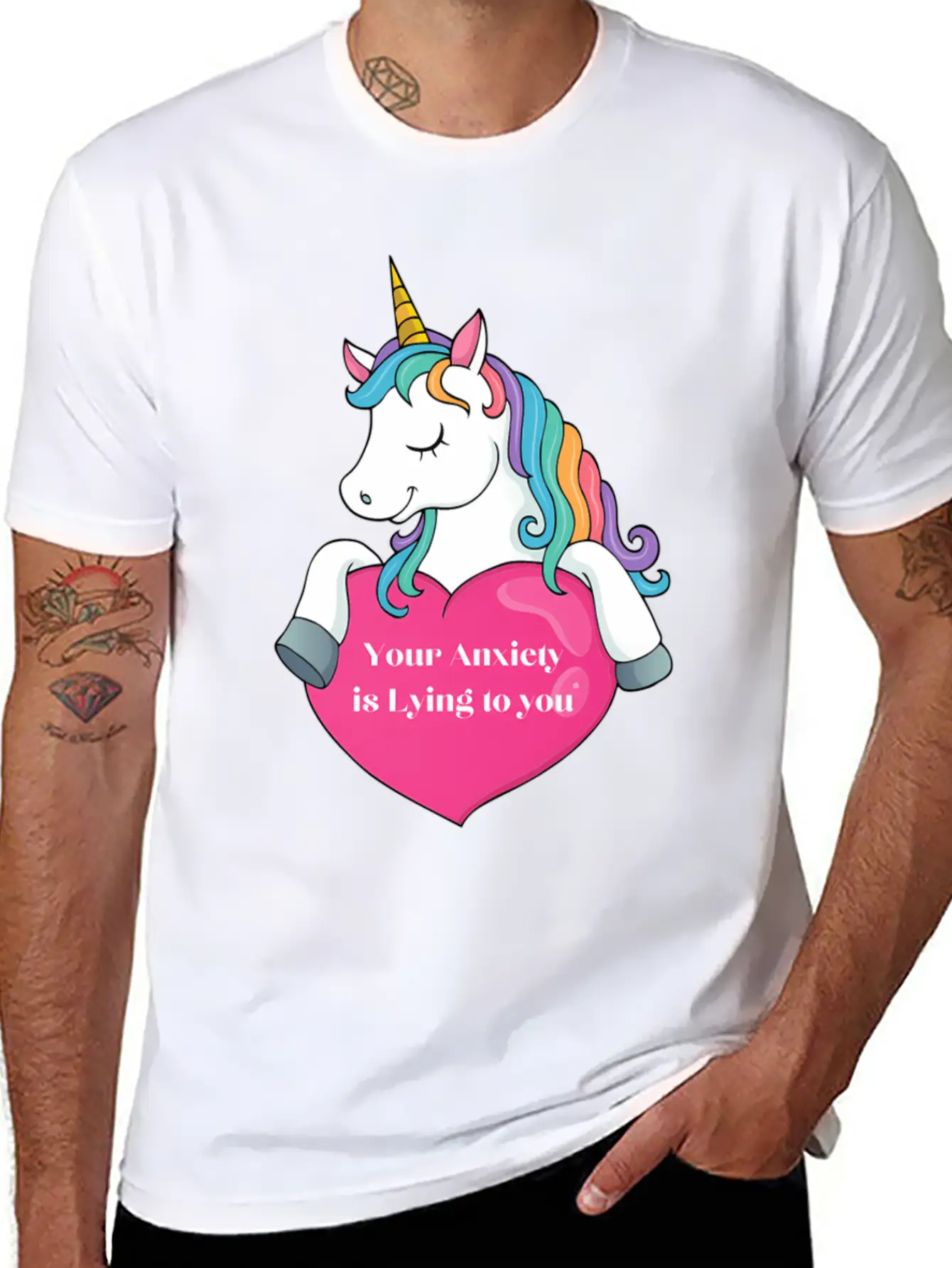 Your Anxiety Is Lying To You- Unicorn And He Essential Cotton Tee For Daily Outfits ¨C Unisex Style