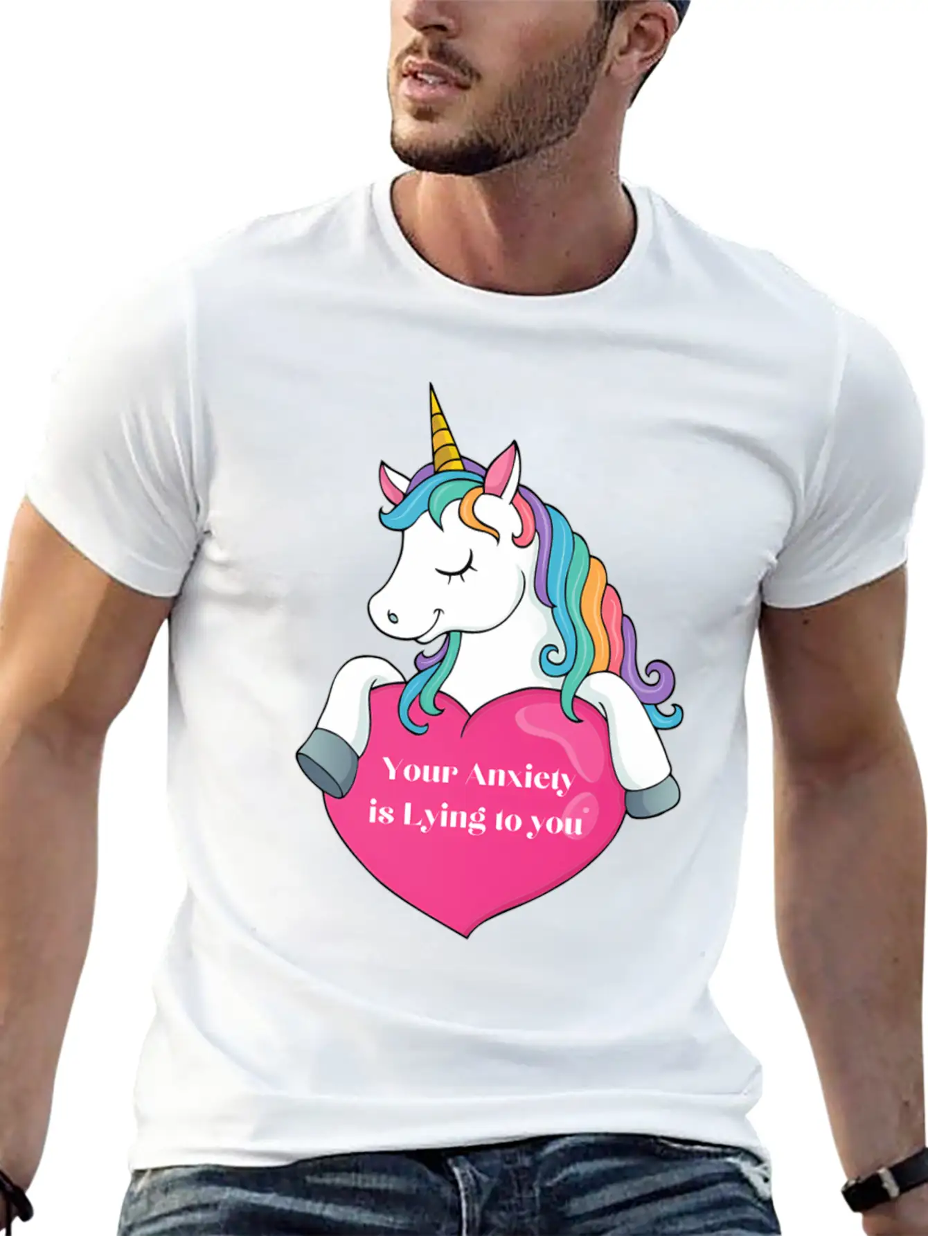 Your Anxiety Is Lying To You- Unicorn And He Essential Cotton Tee For Daily Outfits ¨C Unisex Style