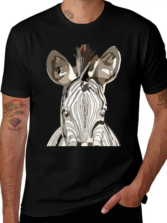 Zebra Hand Drawn Digital Art Painting Unisex Casual T-Shirt ¨C Clean Design For Daily Comfort