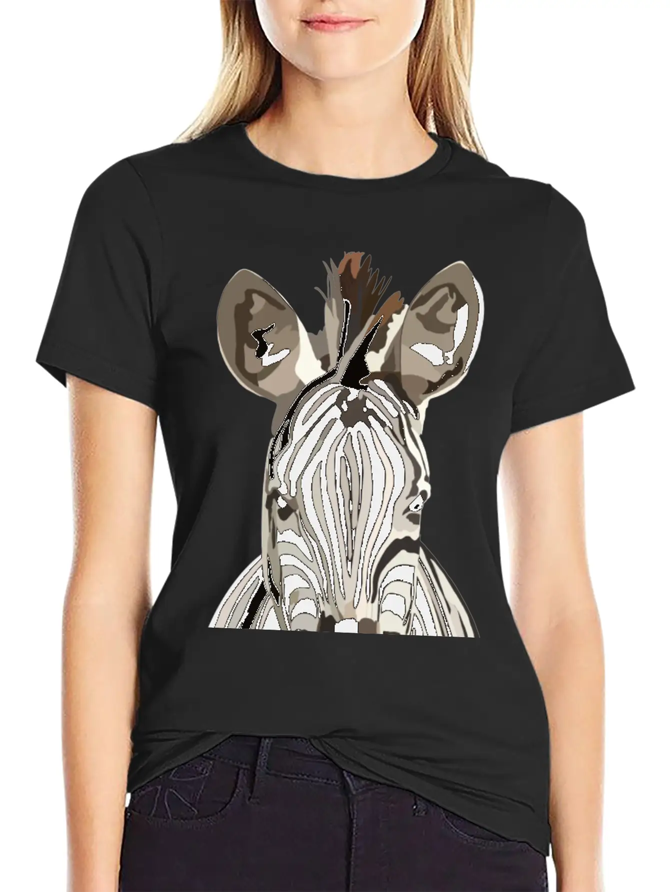 Zebra Hand Drawn Digital Art Painting Unisex Casual T-Shirt ¨C Clean Design For Daily Comfort