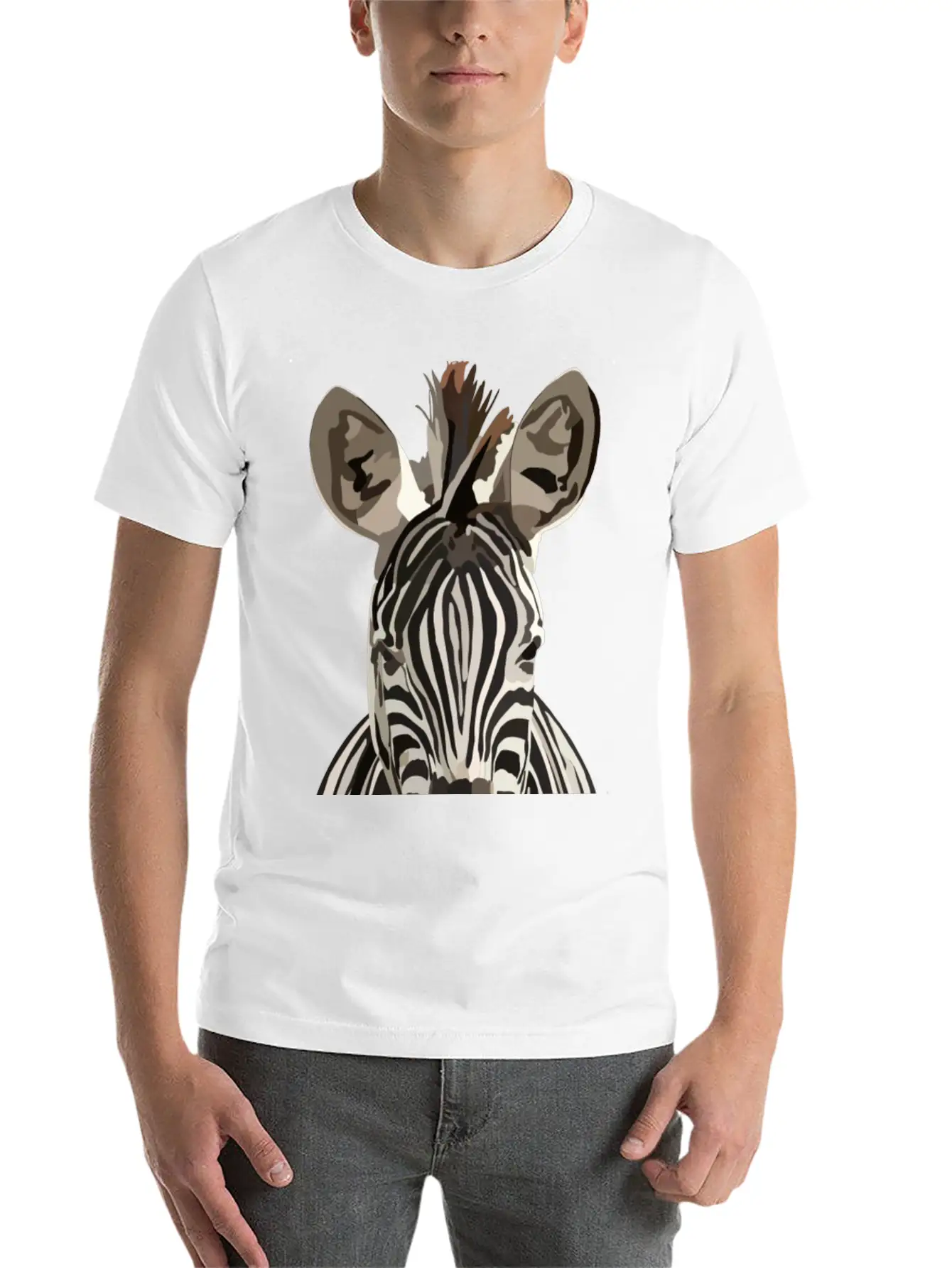 Zebra Hand Drawn Digital Art Painting Unisex Casual T-Shirt ¨C Clean Design For Daily Comfort