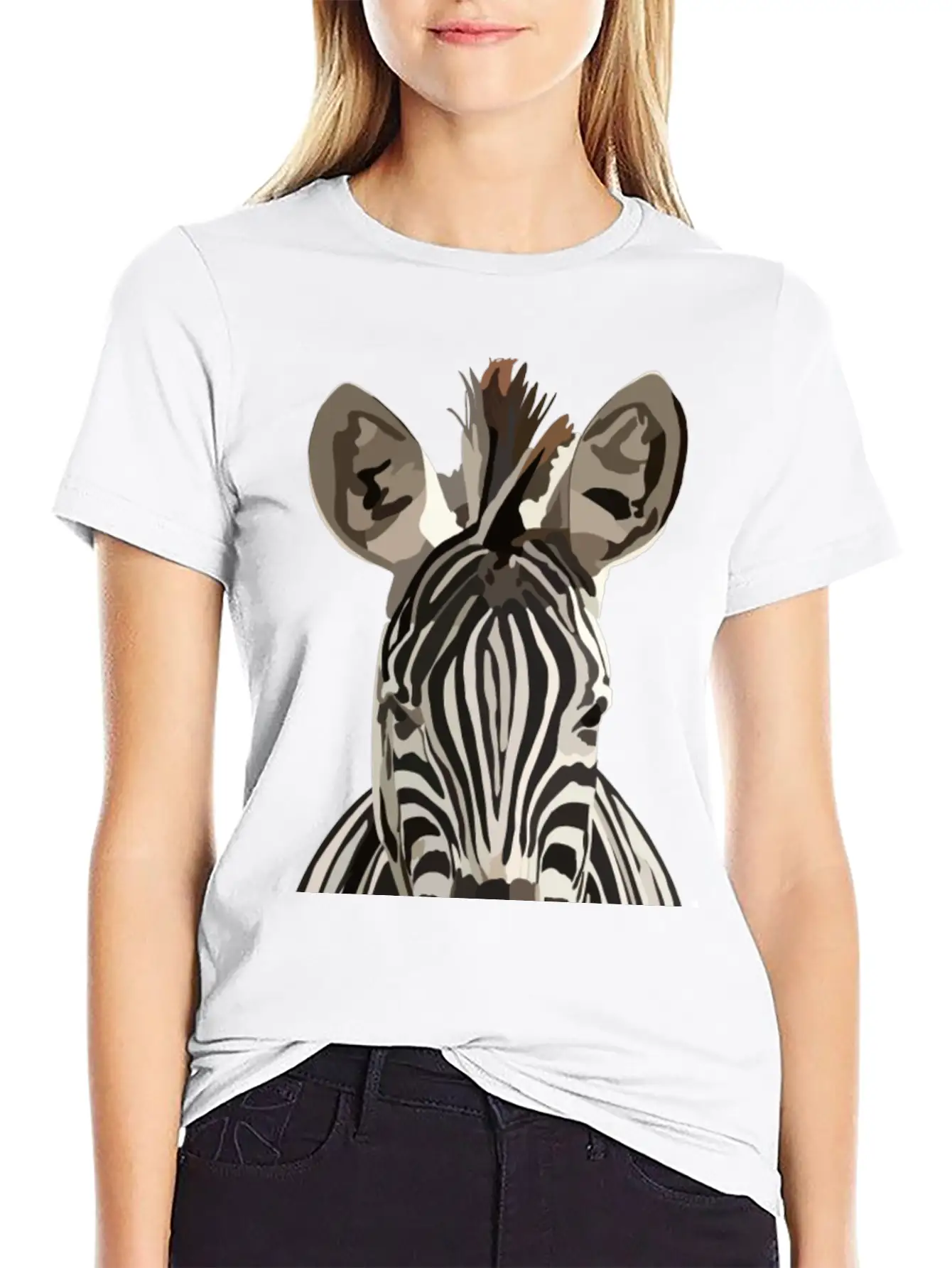Zebra Hand Drawn Digital Art Painting Unisex Casual T-Shirt ¨C Clean Design For Daily Comfort